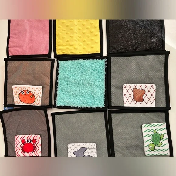 Sensory Mini Mats 6 7/8” x 6 7/8”, Set of 12, Built in Hooks for Hanging - Picture 7 of 13